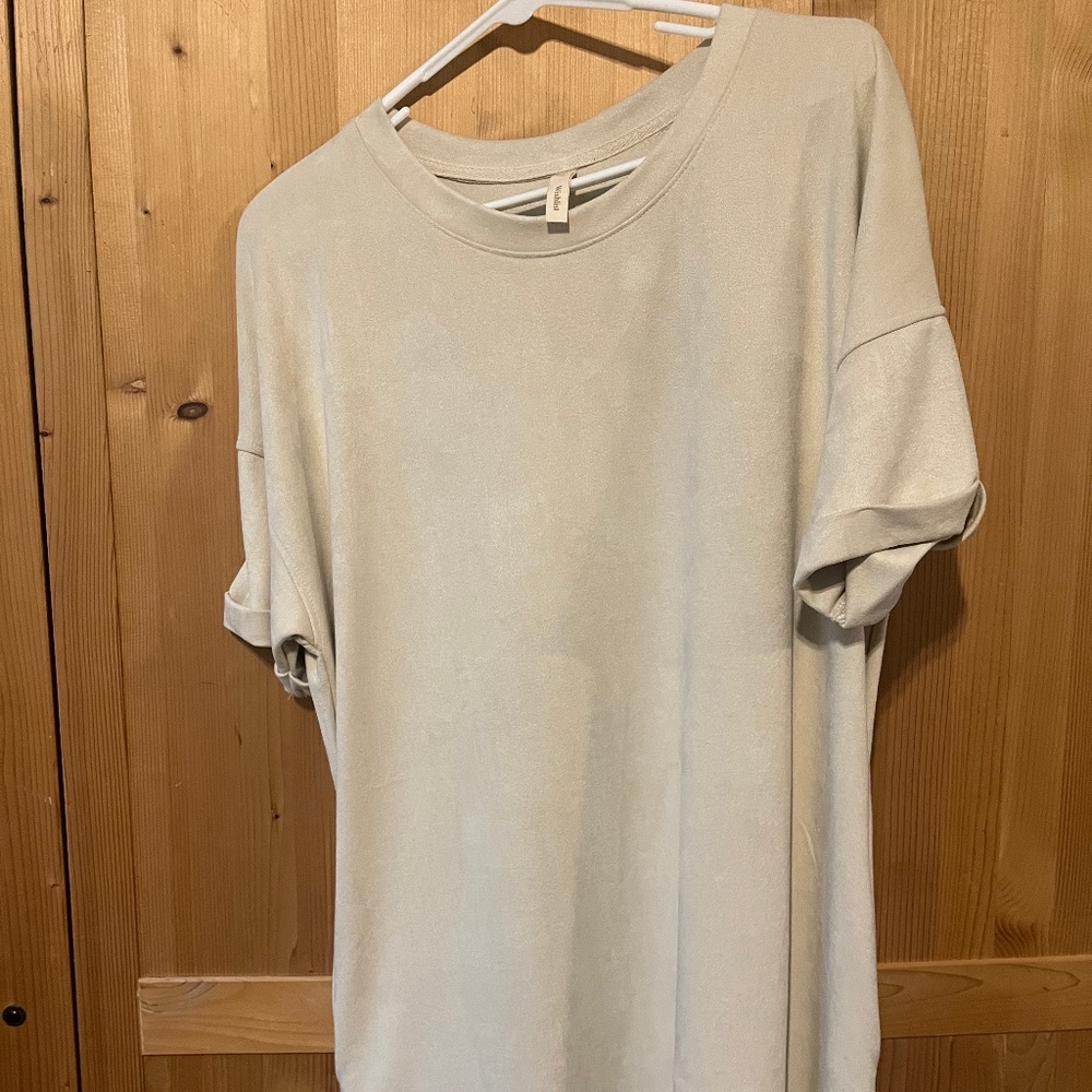 Cream Faux Suede Shift Dress